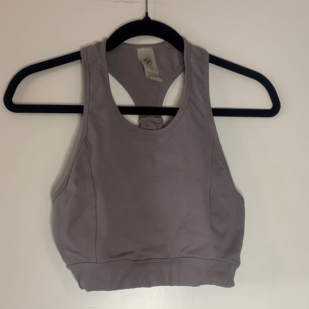 High-Neck Sports Bra in Dusty Lavender by